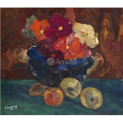 Натюрморт с цветами и яблоками - Модульная картины, Репродукции, Декоративные панно, Декор стен