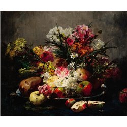Натюрморт с цветами и фруктами - Модульная картины, Репродукции, Декоративные панно, Декор стен