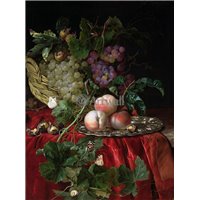 Портреты картины репродукции на заказ - Натюрморт с виноградом и персиками