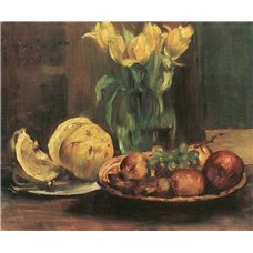 Картина на холсте по фото Модульные картины Печать портретов на холсте Натюрморт с желтыми тюльпанами, яблоками и грейпфрутом