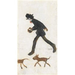 Мужчина, гуляющий с собакой - Модульная картины, Репродукции, Декоративные панно, Декор стен