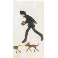 Портреты картины репродукции на заказ - Мужчина, гуляющий с собакой