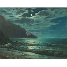 Картина на холсте по фото Модульные картины Печать портретов на холсте Луна над морем