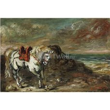 Картина на холсте по фото Модульные картины Печать портретов на холсте Лошадь с красным седлом недалеко от моря