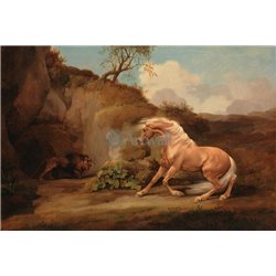 Лошадь, увидевшая льва - Модульная картины, Репродукции, Декоративные панно, Декор стен