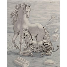 Картина на холсте по фото Модульные картины Печать портретов на холсте Лошадь и зебра на берегу моря