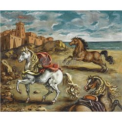 Лошади около замка - Модульная картины, Репродукции, Декоративные панно, Декор стен