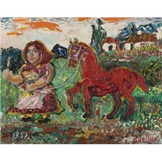 Картина на холсте по фото Модульные картины Печать портретов на холсте Красная лошадь