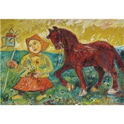 Красная лошадь - Модульная картины, Репродукции, Декоративные панно, Декор стен