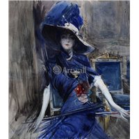 Портреты картины репродукции на заказ - Красавица в голубом