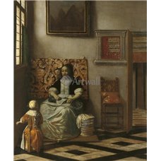 Картина на холсте по фото Модульные картины Печать портретов на холсте Интерьер с вышивающей женщиной и ребенком
