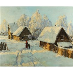 Зимняя деревня - Модульная картины, Репродукции, Декоративные панно, Декор стен