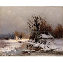 Зимний пейзаж с ручьем - Модульная картины, Репродукции, Декоративные панно, Декор стен
