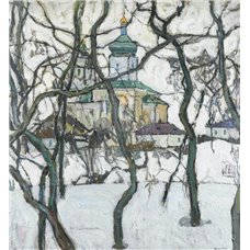 Картина на холсте по фото Модульные картины Печать портретов на холсте Зимний пейзаж с церковью