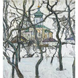Зимний пейзаж с церковью - Модульная картины, Репродукции, Декоративные панно, Декор стен