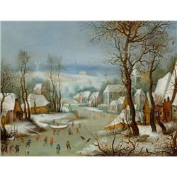 Зимний пейзаж с ловушкой для птиц - Модульная картины, Репродукции, Декоративные панно, Декор стен