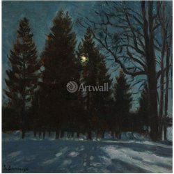 Зимней ночью - Модульная картины, Репродукции, Декоративные панно, Декор стен