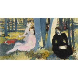 Женщины, сидящие в лесу - Модульная картины, Репродукции, Декоративные панно, Декор стен