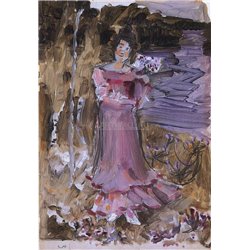 Женщина в розовом - Модульная картины, Репродукции, Декоративные панно, Декор стен