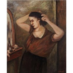 Женщина перед зеркалом - Модульная картины, Репродукции, Декоративные панно, Декор стен