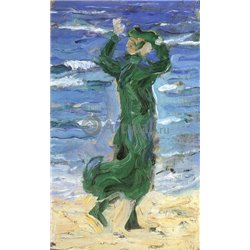 Женщина на море на ветру - Модульная картины, Репродукции, Декоративные панно, Декор стен