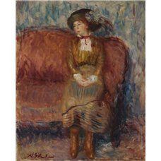 Картина на холсте по фото Модульные картины Печать портретов на холсте Женщина на красном диване