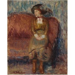 Женщина на красном диване - Модульная картины, Репродукции, Декоративные панно, Декор стен