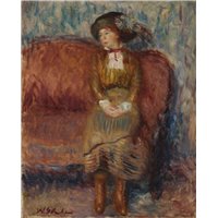 Портреты картины репродукции на заказ - Женщина на красном диване