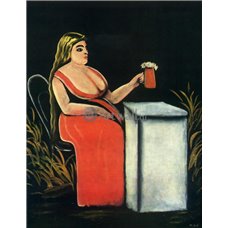 Картина на холсте по фото Модульные картины Печать портретов на холсте Женщина с кружкой пива