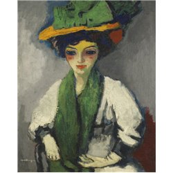 Женщина с зеленым шарфом - Модульная картины, Репродукции, Декоративные панно, Декор стен