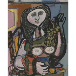 Женщина с виноградом - Модульная картины, Репродукции, Декоративные панно, Декор стен