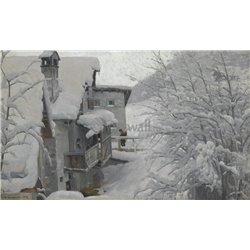 Деревня зимой - Модульная картины, Репродукции, Декоративные панно, Декор стен