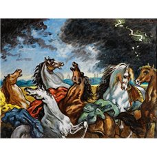 Картина на холсте по фото Модульные картины Печать портретов на холсте Дерущиеся лошади