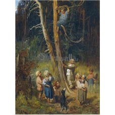 Картина на холсте по фото Модульные картины Печать портретов на холсте Дети в лесу