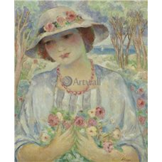 Картина на холсте по фото Модульные картины Печать портретов на холсте Девушка с цветами в шляпке