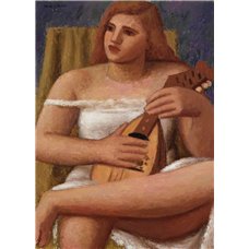 Картина на холсте по фото Модульные картины Печать портретов на холсте Девушка с мандолиной