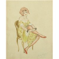 Портреты картины репродукции на заказ - Девушка с красными туфлями
