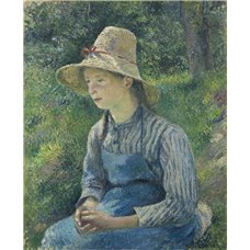 Картина на холсте по фото Модульные картины Печать портретов на холсте Девушка в соломенной шляпке