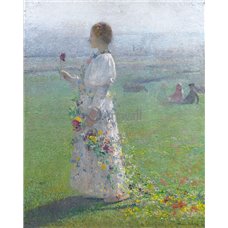 Картина на холсте по фото Модульные картины Печать портретов на холсте Девушка, прогуливающаяся в поле