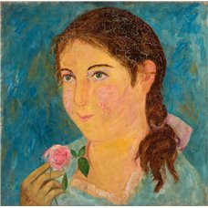 Картина на холсте по фото Модульные картины Печать портретов на холсте Девочка с цветком в руке