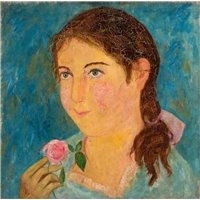 Портреты картины репродукции на заказ - Девочка с цветком в руке