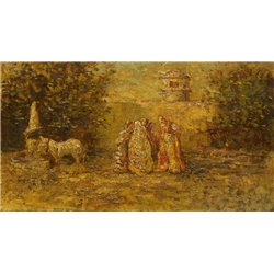 Группа из четырех женщин и лошадь - Модульная картины, Репродукции, Декоративные панно, Декор стен