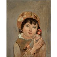 Портреты картины репродукции на заказ - Девочка с куклой