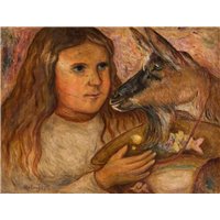 Портреты картины репродукции на заказ - Девочка и коза
