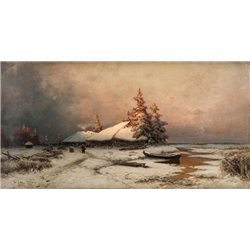 Хижина в зимних сумерках