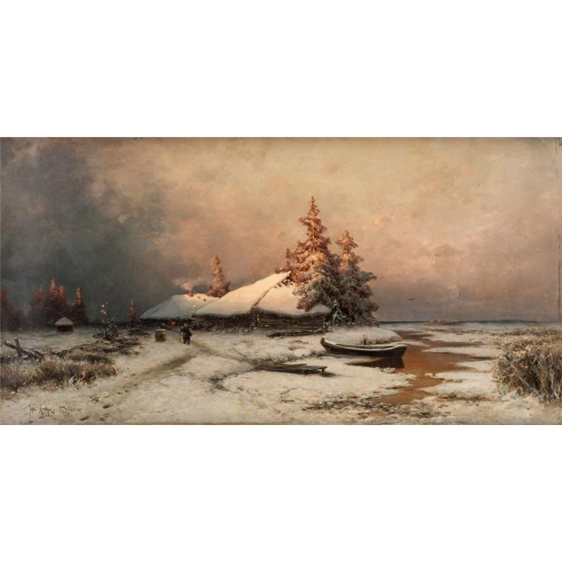Хижина в зимних сумерках