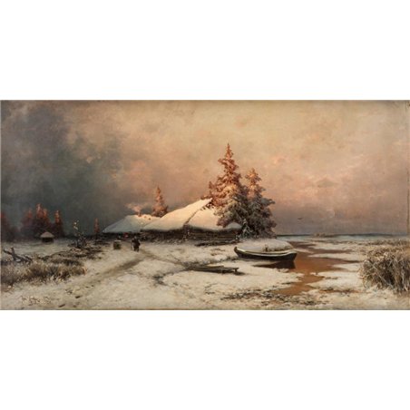 Хижина в зимних сумерках