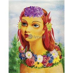 Голова девушки с цветами - Модульная картины, Репродукции, Декоративные панно, Декор стен
