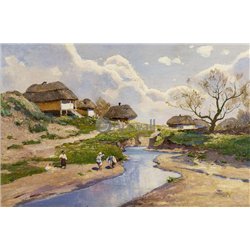 Украинская деревня над рекой