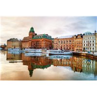 Портреты картины репродукции на заказ - Дворец на берегу реки, Швеция - Фотообои Старый город